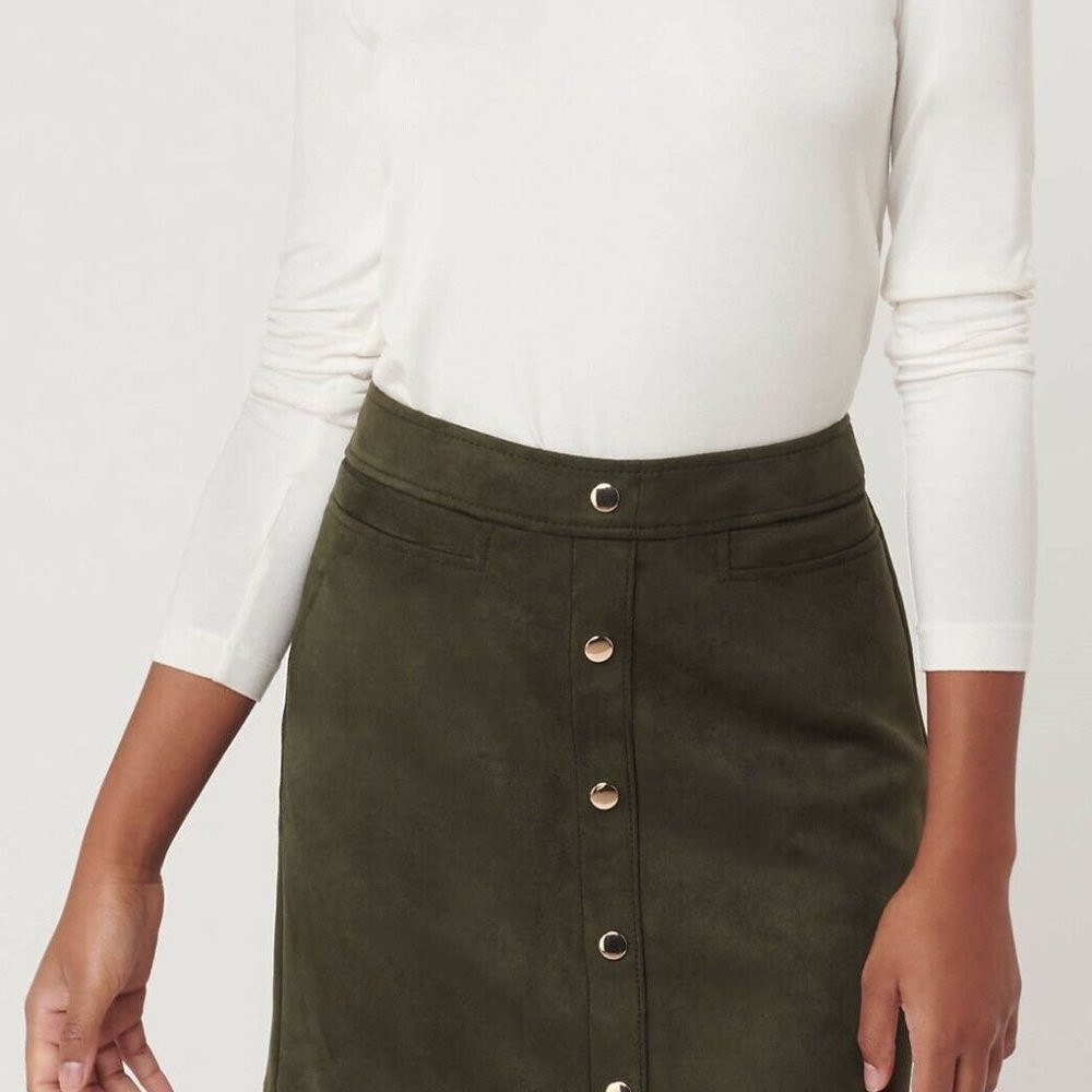NWT  LOFT Army Green Suede Skirt  - size 20 - Picture 3 of 7